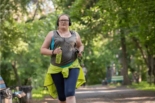 A fat woman running