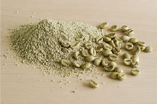 Green coffee in powder form