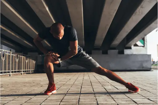 Man stretching his legs