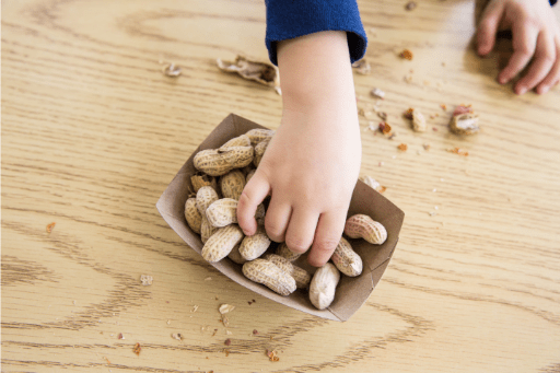 Child eating peanuts