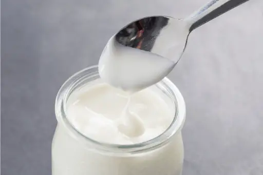 Curd with spoon