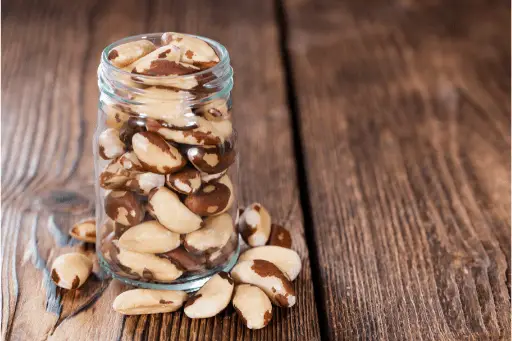 Brazil nuts in a glass jar