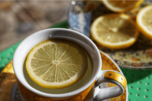 Lemon water in cup