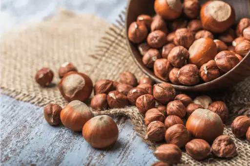 Chestnut falling from bowl