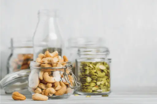 Dry fruits in multiple glass jar