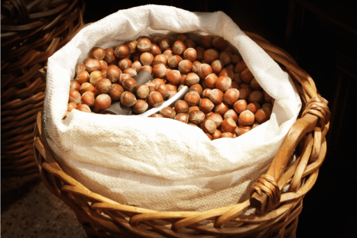 Hazelnuts in basket