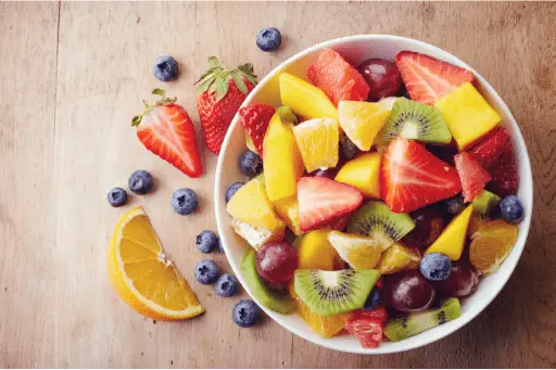 Freshly cut fruits in a bowl