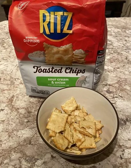 Ritz toasted chips in bowl