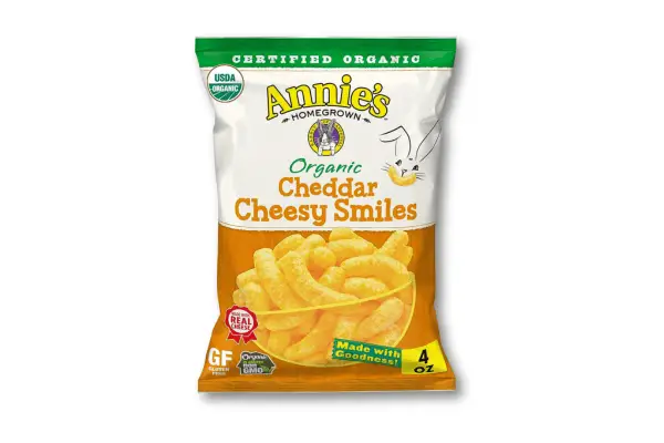 Annie's organic cheesy smiles puffs